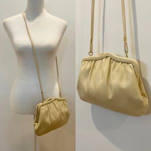 Vintage 80s Tan Framed Vegan Leather Crossbody/Clutch